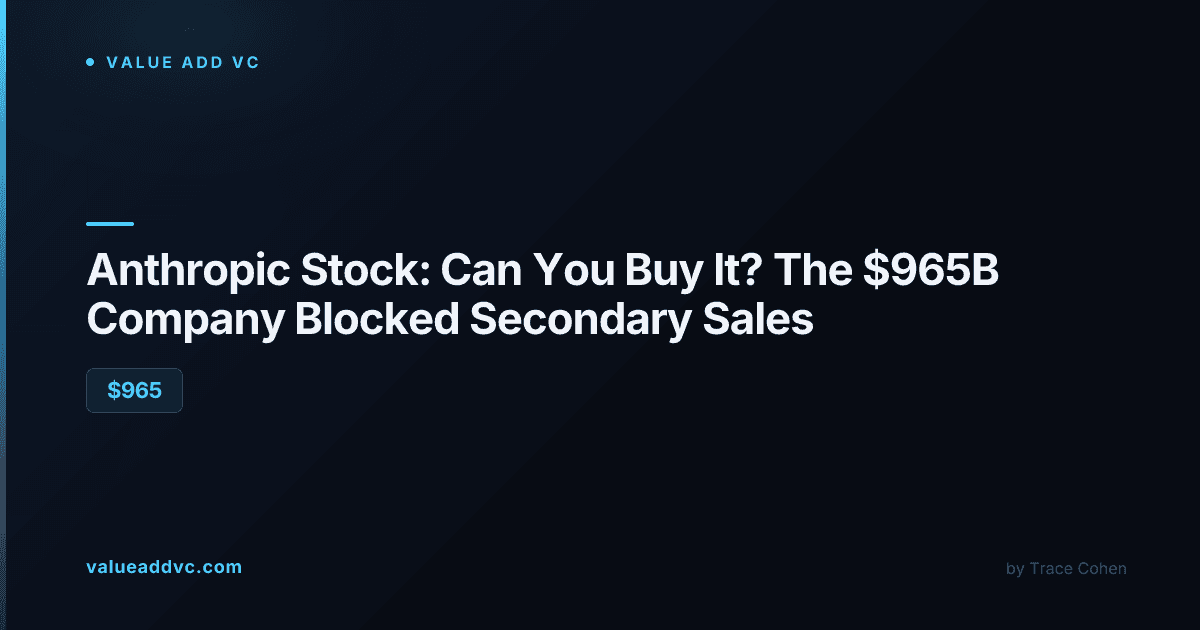 Anthropic logo overlaid on a blocked stock ticker representing voided pre-IPO share transfers