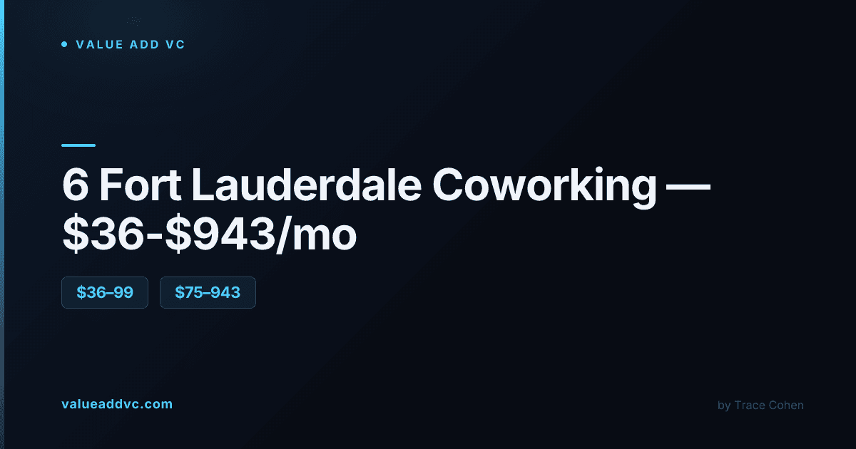 Open coworking office with desks, laptops, and natural light typical of a downtown Fort Lauderdale shared workspace