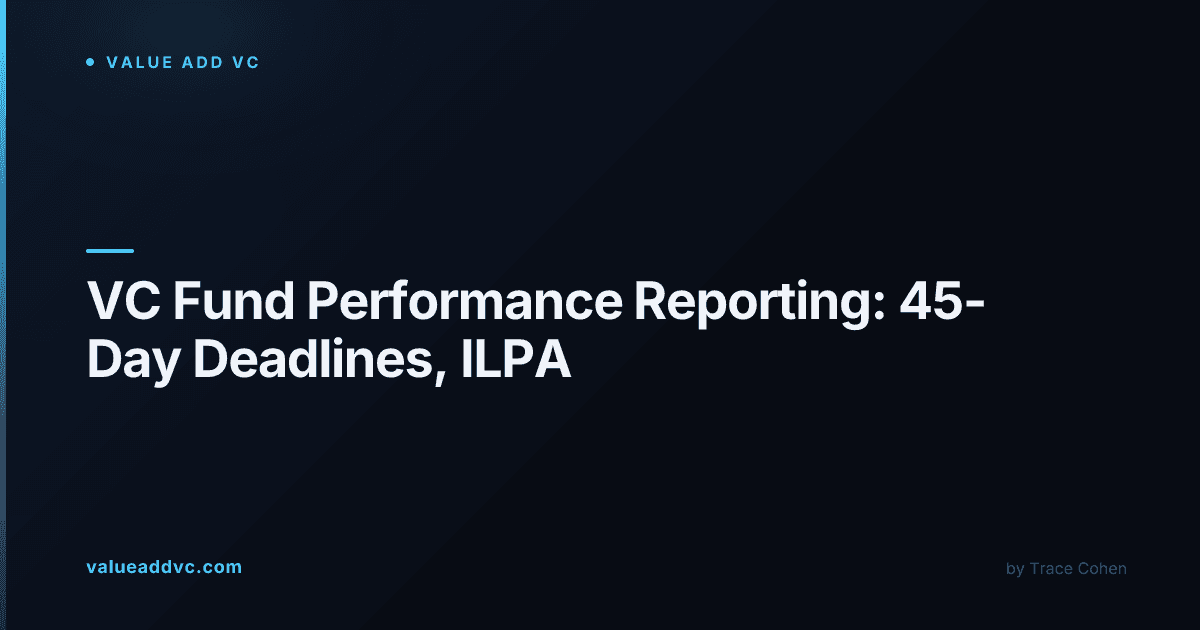 Financial charts and reports representing a venture capital fund's quarterly LP statement