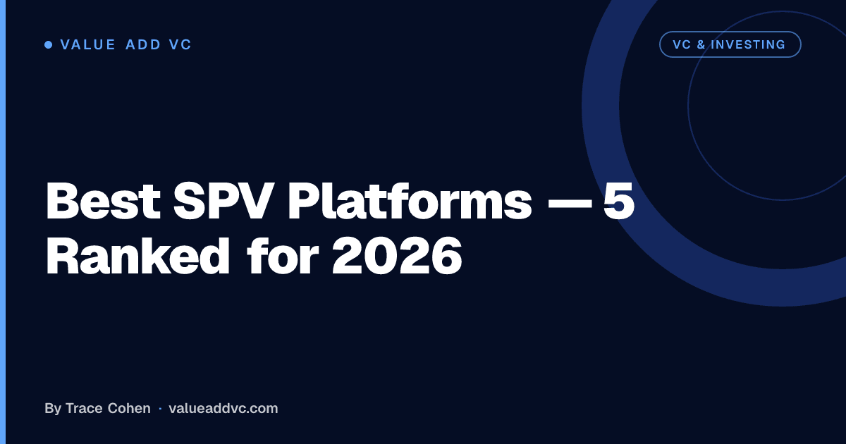 Best SPV Platforms — 5 Ranked for 2026. Value Add VC article card by Trace Cohen