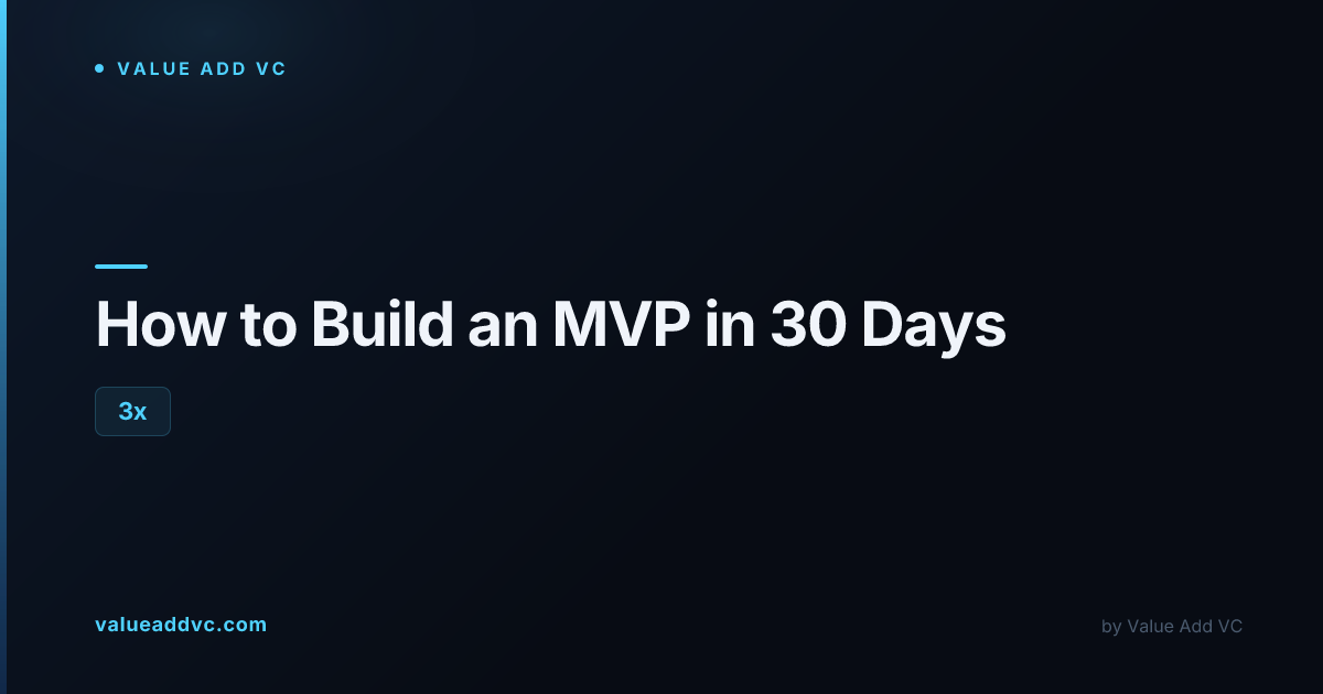 How to Build an MVP in 30 Days | Value Add VC