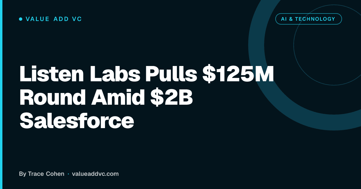 Listen Labs Pulls $125M Round Amid $2B Salesforce. Value Add VC article card by Trace Cohen