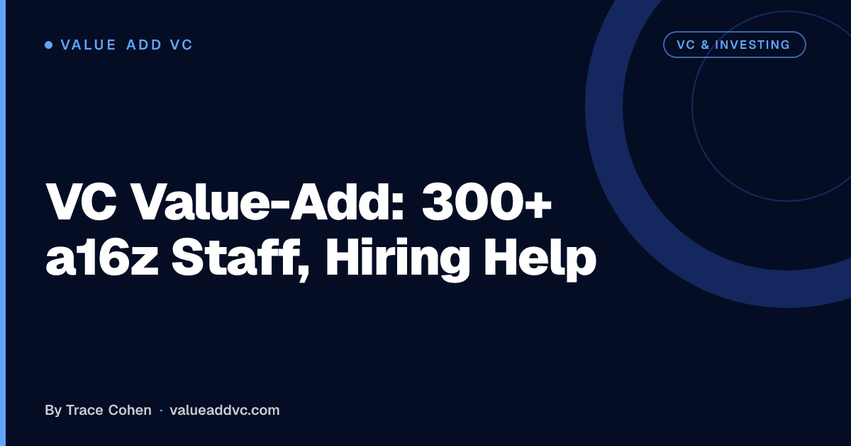 VC Value-Add: 300+ a16z Staff, Hiring Help