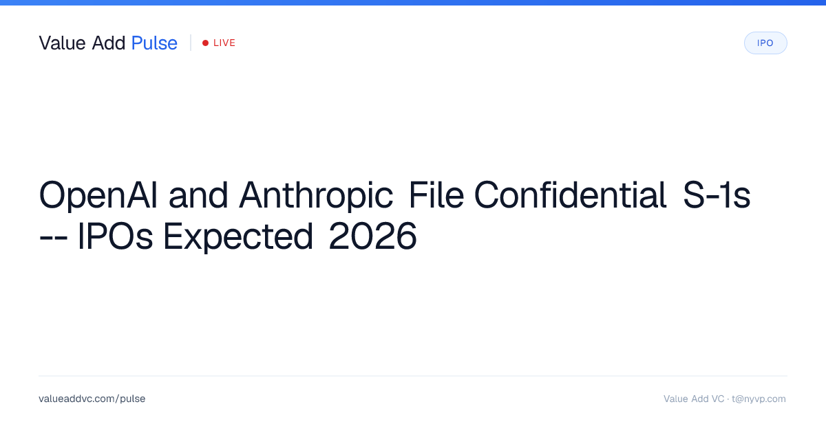 OpenAI and Anthropic File Confidential S-1s -- IPOs Expected 2026 ...